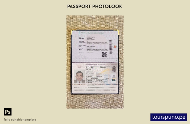 listo para imprimir plantilla de aspecto fotográfico de la versión del pasaporte